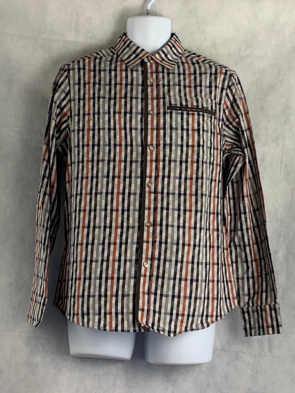 Sean John Men's Dobby Check Casual Button-Down Shirt, Gray Multi, Small